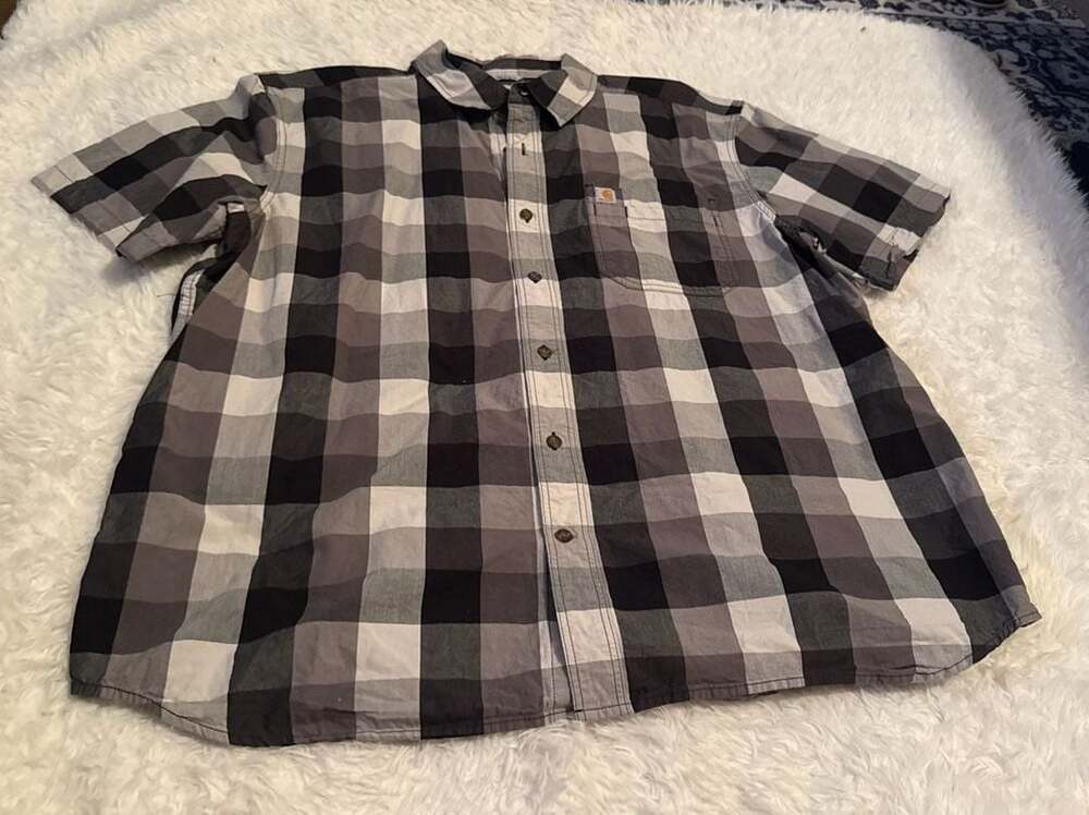 Carhartt Relaxed Fit Short Sleeve Buffalo Plaid Button Down Shirt 2XL